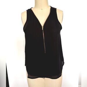 Black Sleeveless Tank Top with Zipper, Women, Size Medium